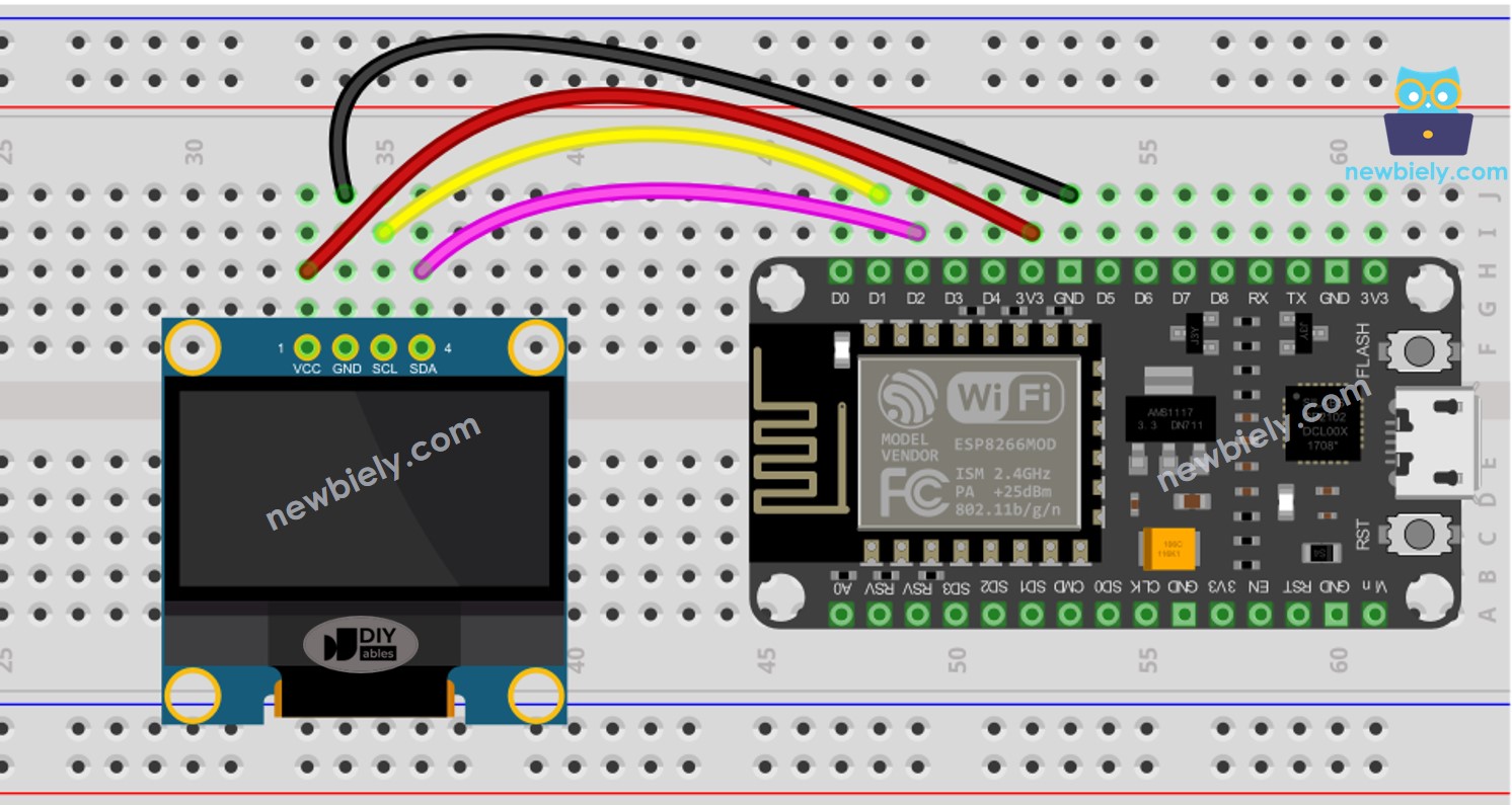 ESP8266 NodeMCU OLED wiring diagram