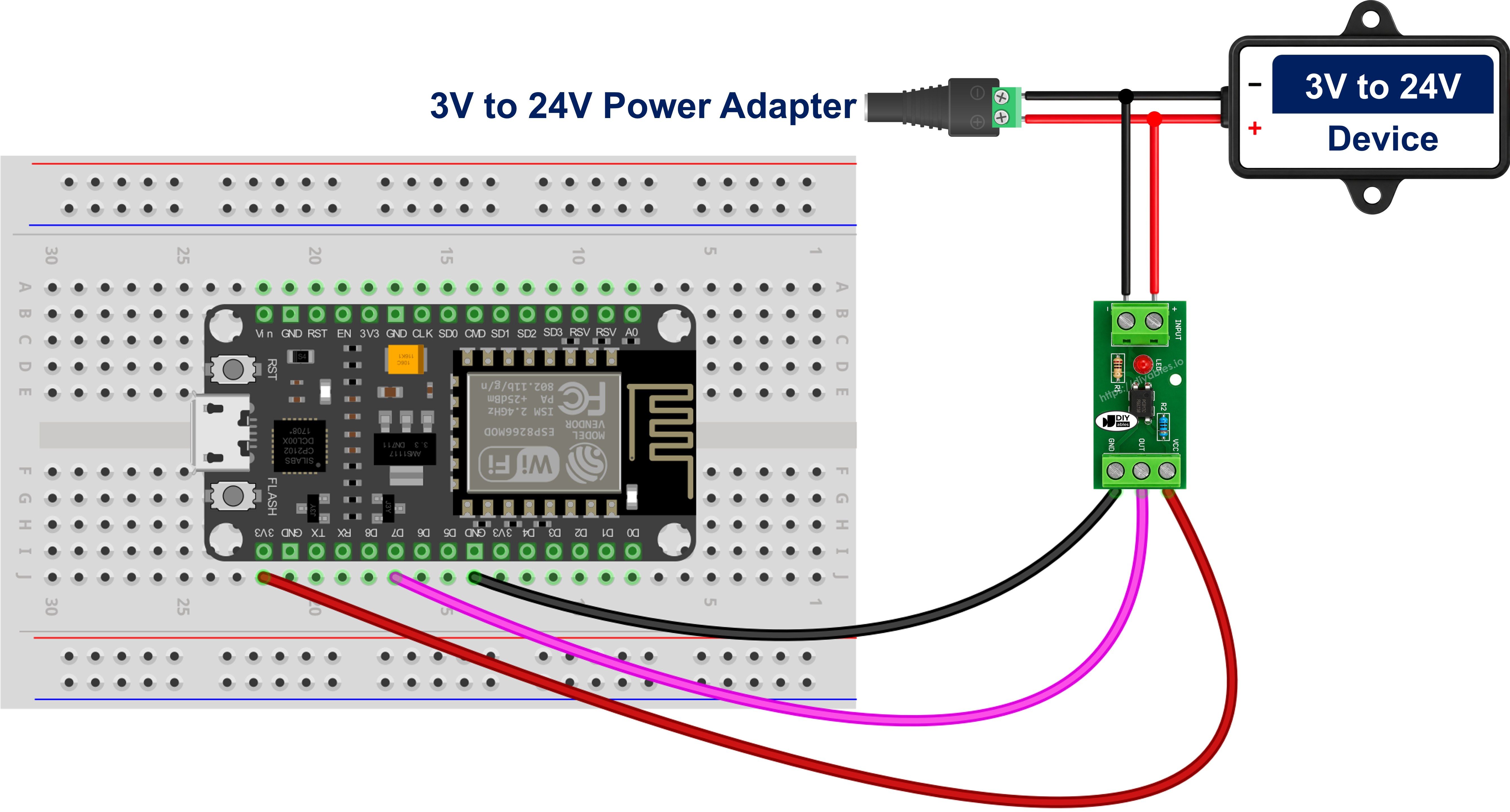 ESP8266 NodeMCU pc817 옵토커플러 절연 모듈 배선도