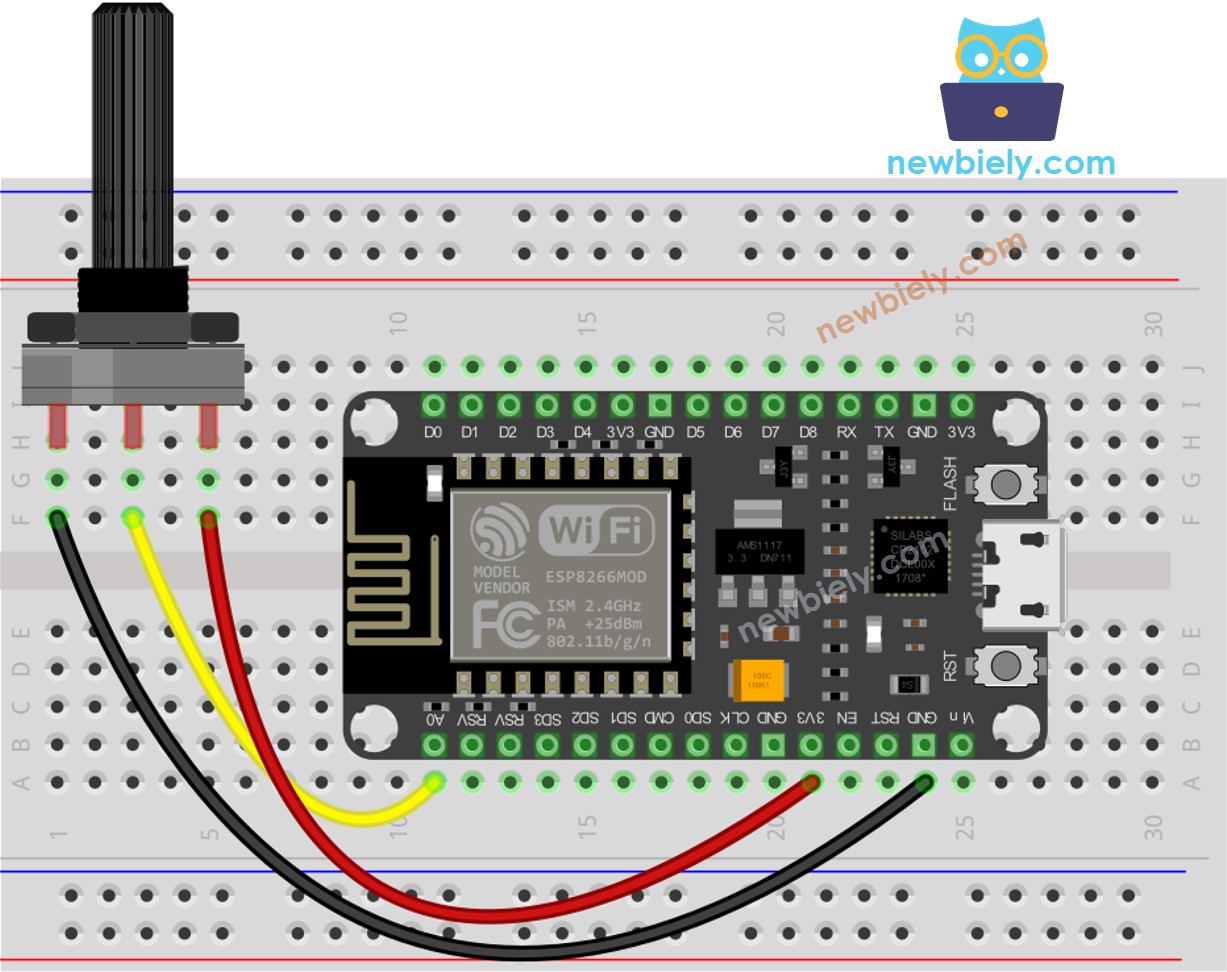 ESP8266 NodeMCU Potentiometer wiring diagram