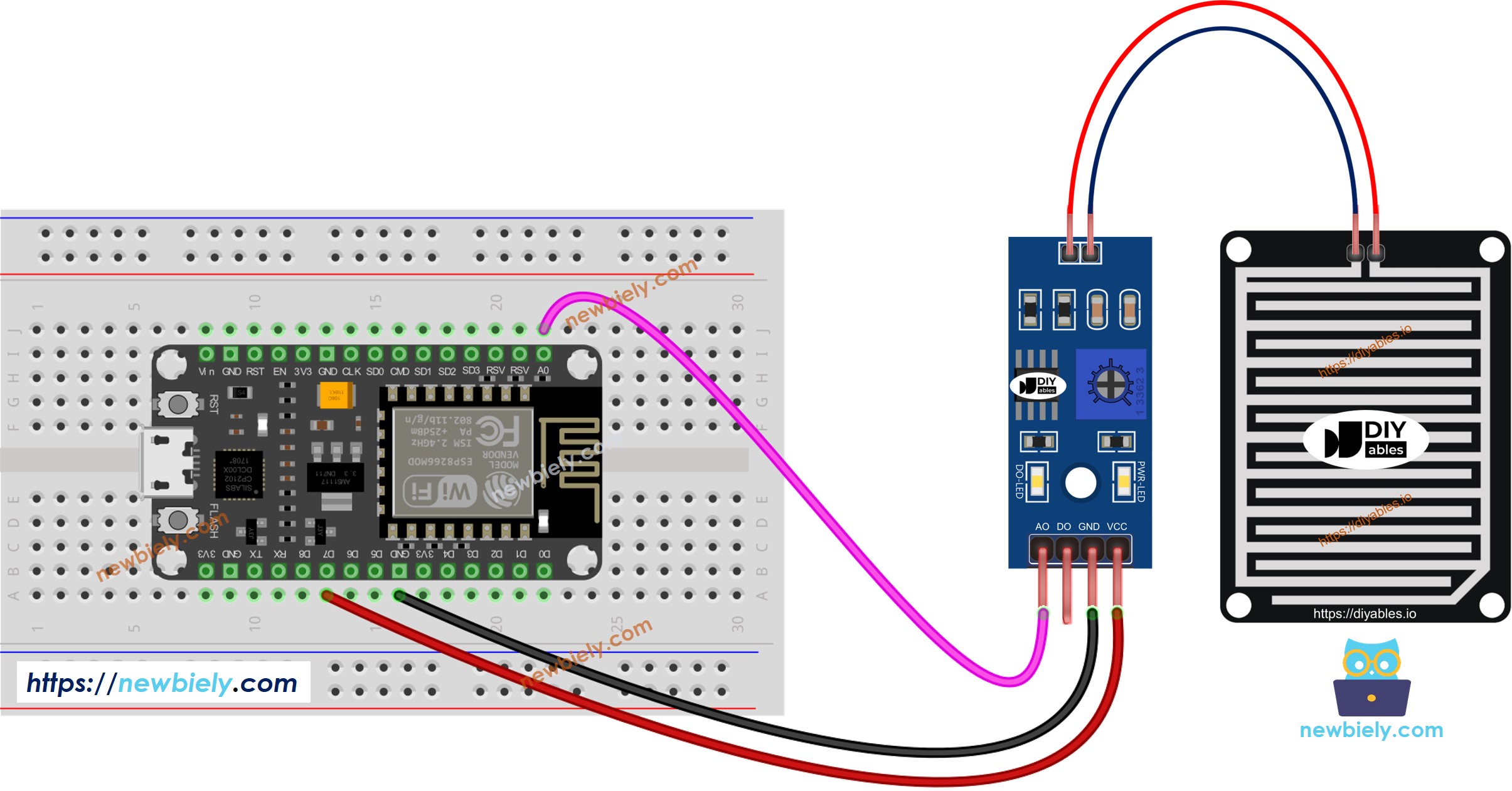 ESP8266 NodeMCU rain detection wiring diagram