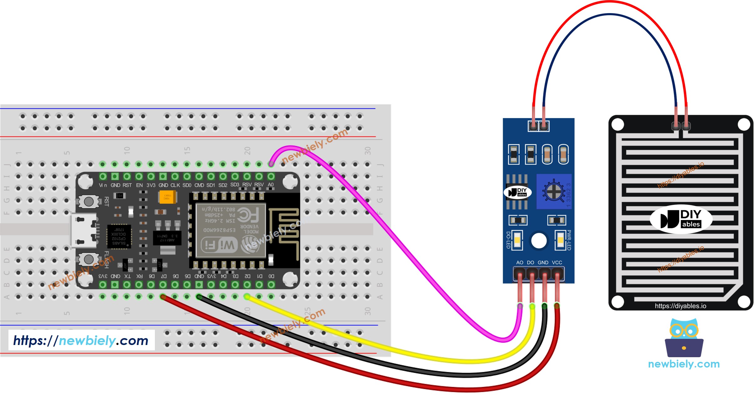 ESP8266 NodeMCU rain detector wiring diagram