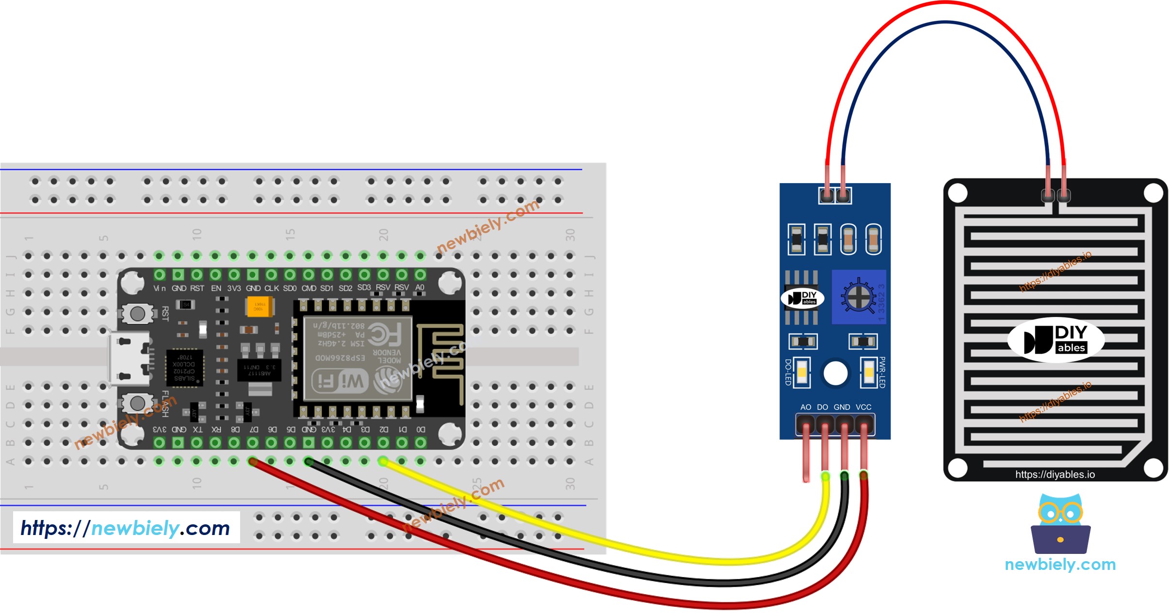 ESP8266 NodeMCU rain sensor wiring diagram