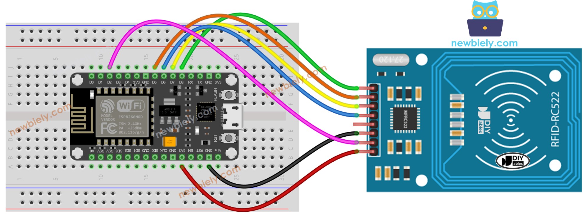 ESP8266 NodeMCU RFID RC522 wiring diagram