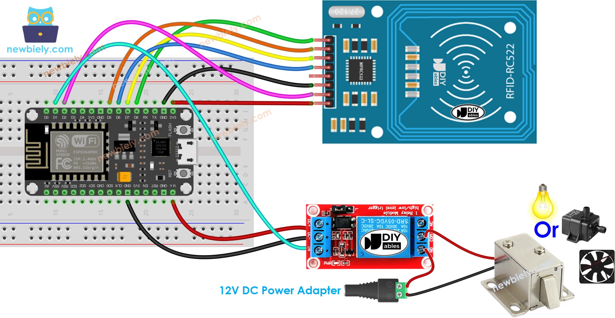 ESP8266 NodeMCU RFID RC522 relay wiring diagram