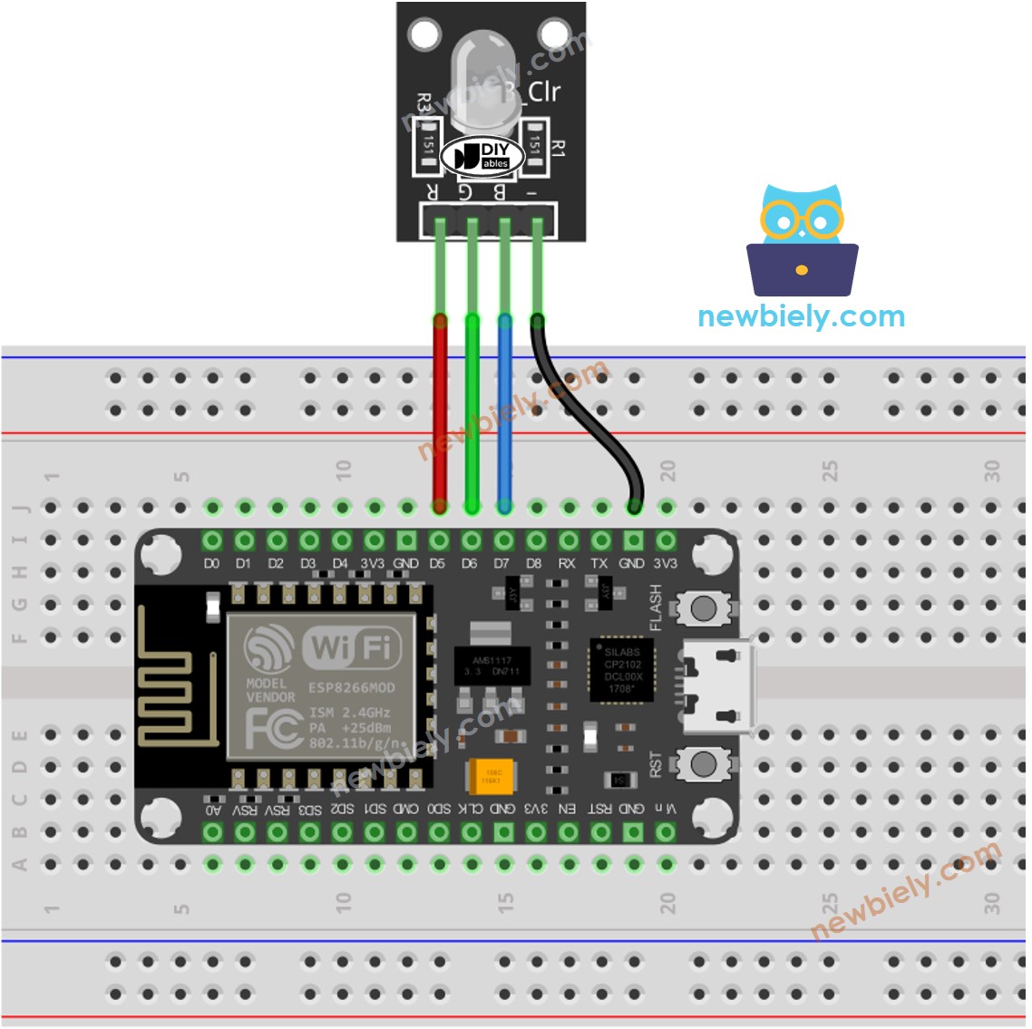 ESP8266 NodeMCU RGB LED module wiring diagram