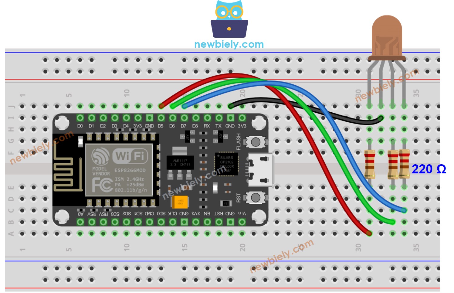 ESP8266 NodeMCU RGB LED wiring diagram