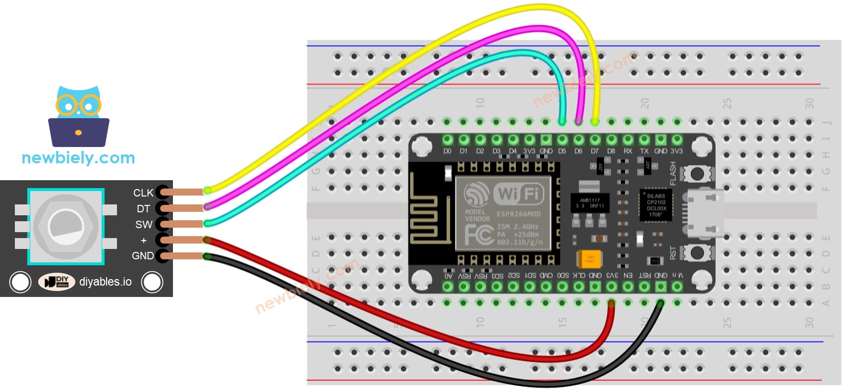 ESP8266 NodeMCU rotary encoder Wiring Diagram