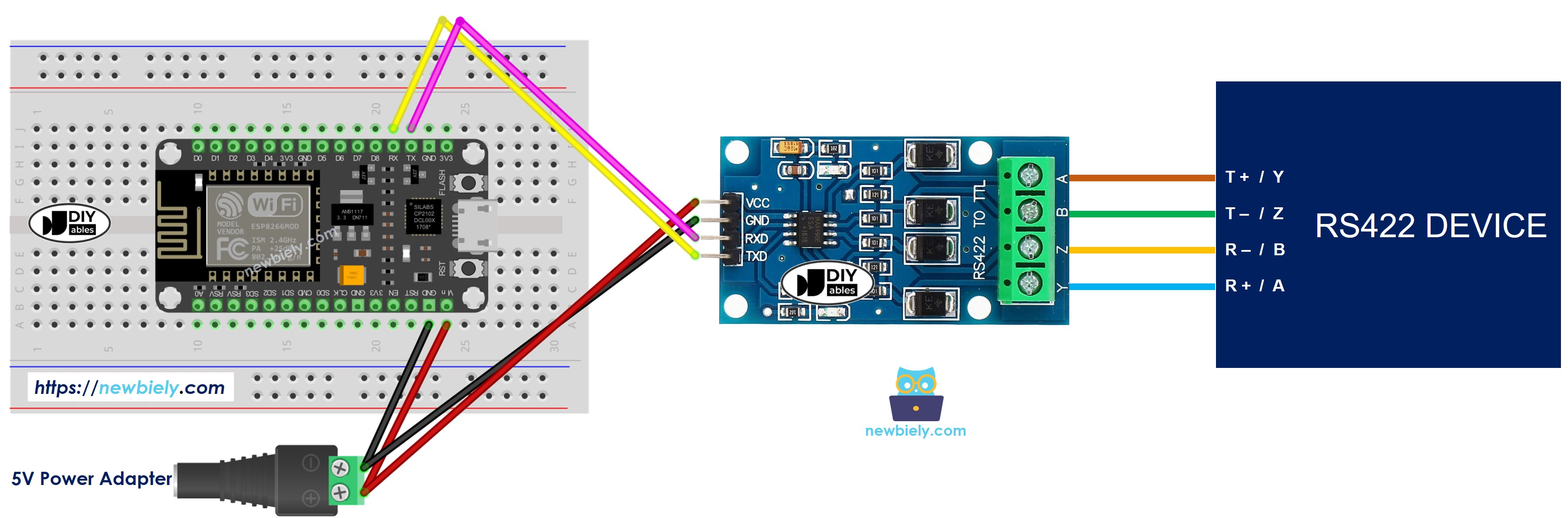 ESP8266 NodeMCU TTL to RS422 Wiring Diagram