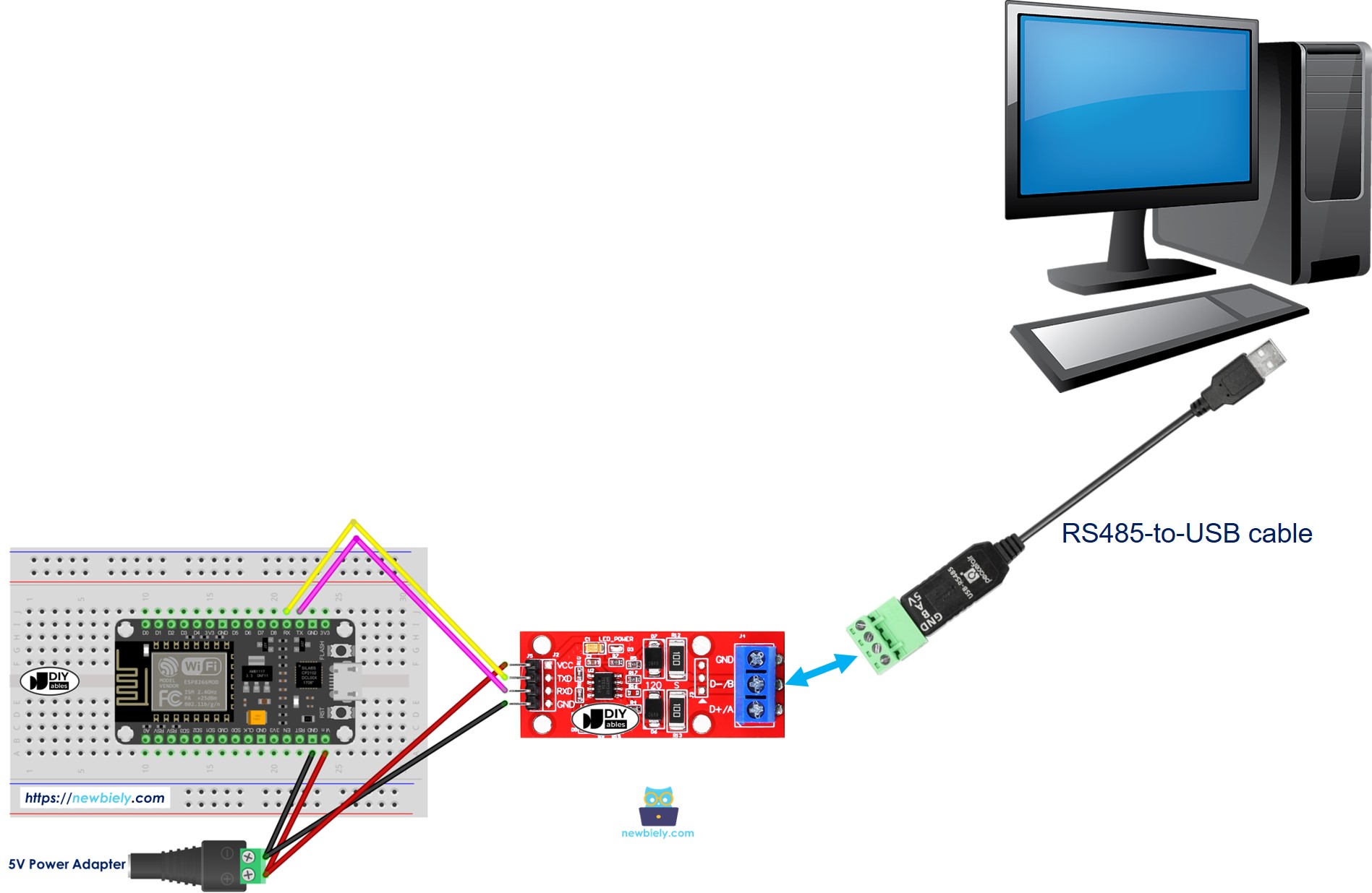 ESP8266 NodeMCU RS485 to PC communication