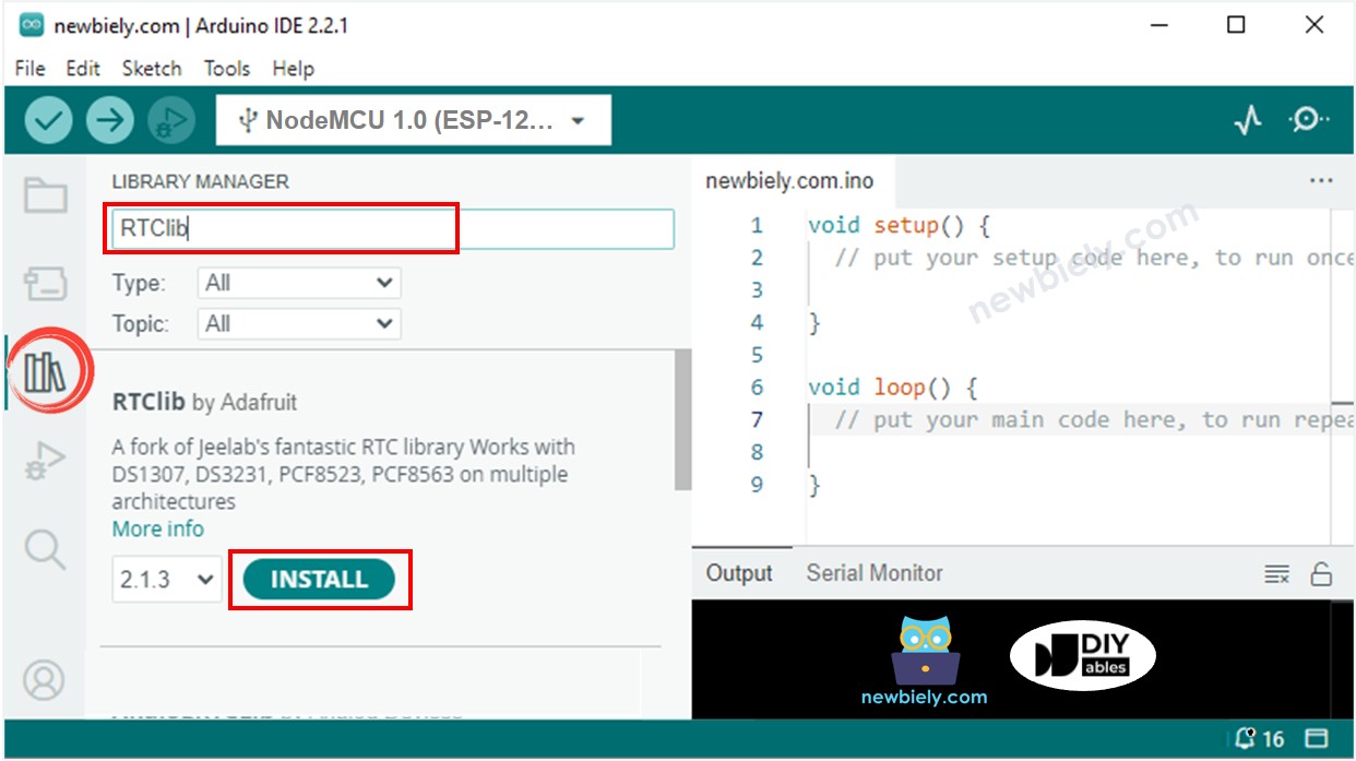 ESP8266 NodeMCU RTC library