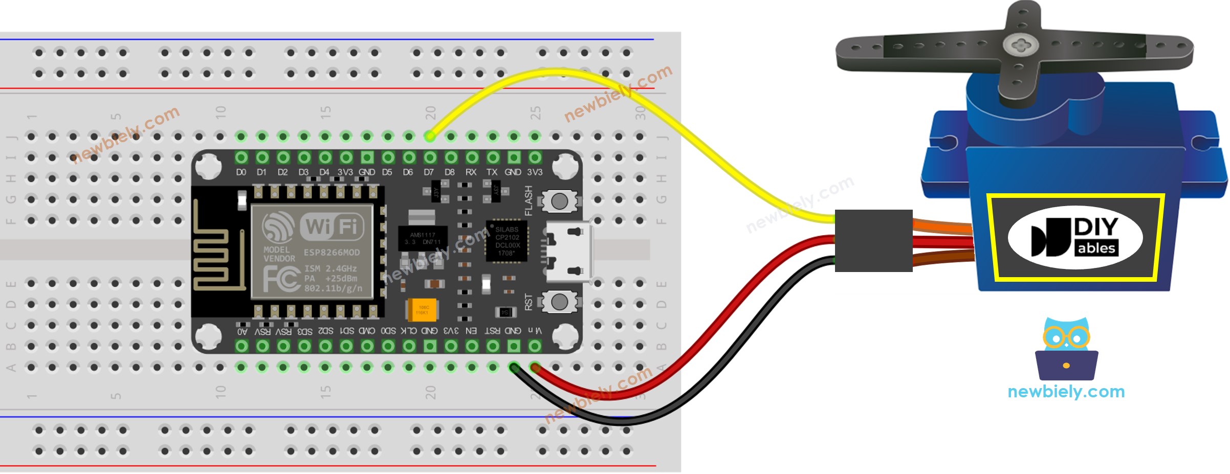 ESP8266 NodeMCU Servo Motor wiring diagram