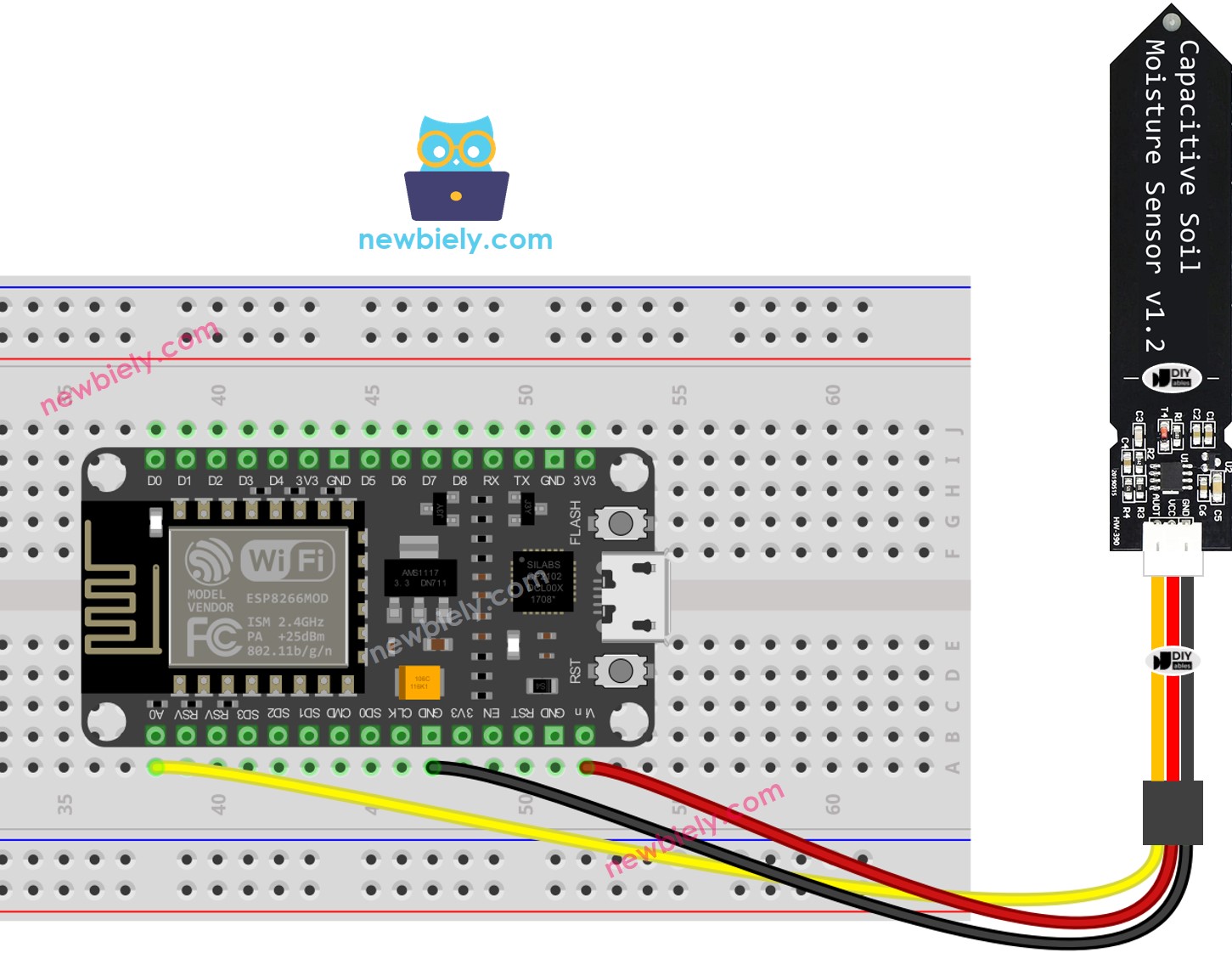 ESP8266 NodeMCU soil moisture sensor wiring diagram