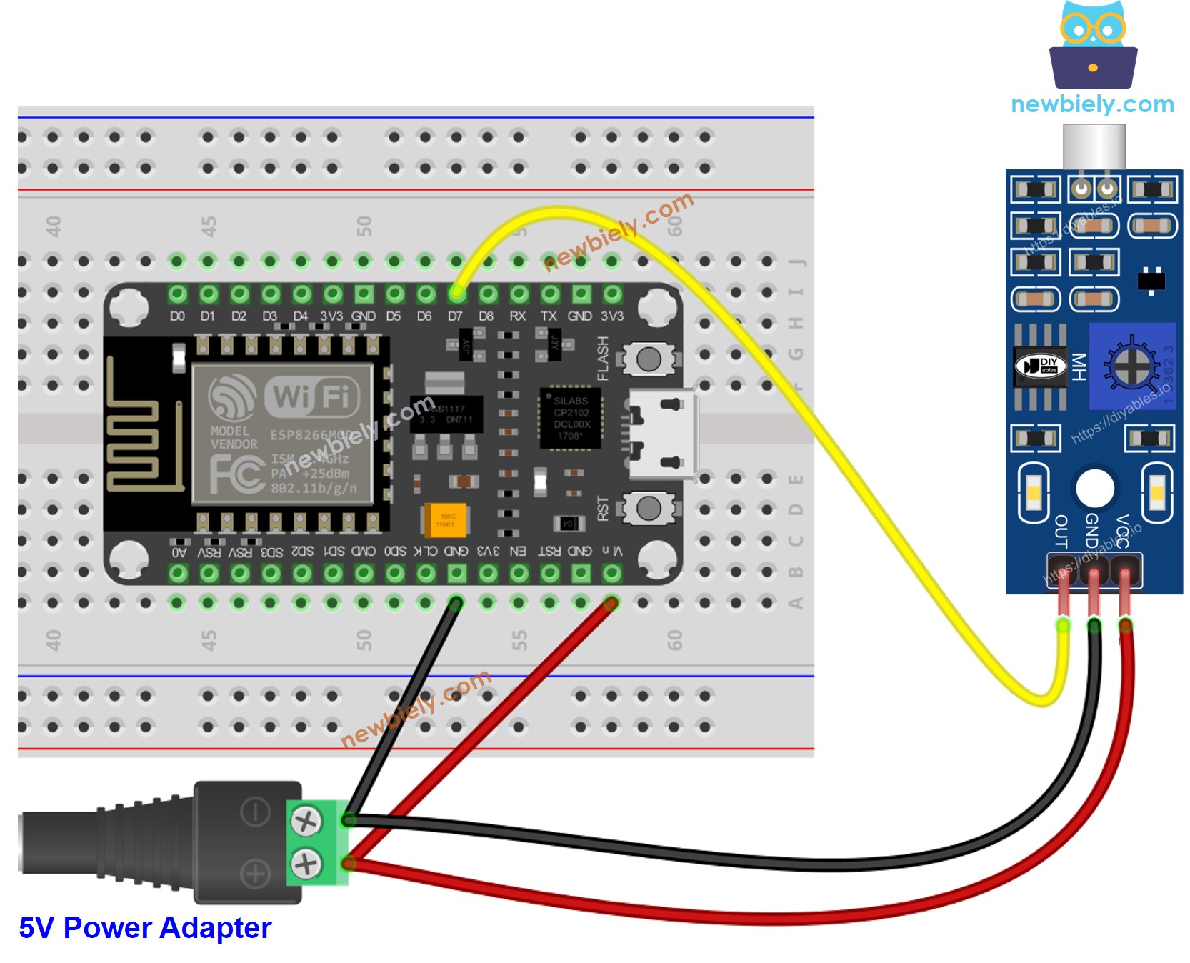 ESP8266 NodeMCU Sound Sensor Vin Wiring Diagram