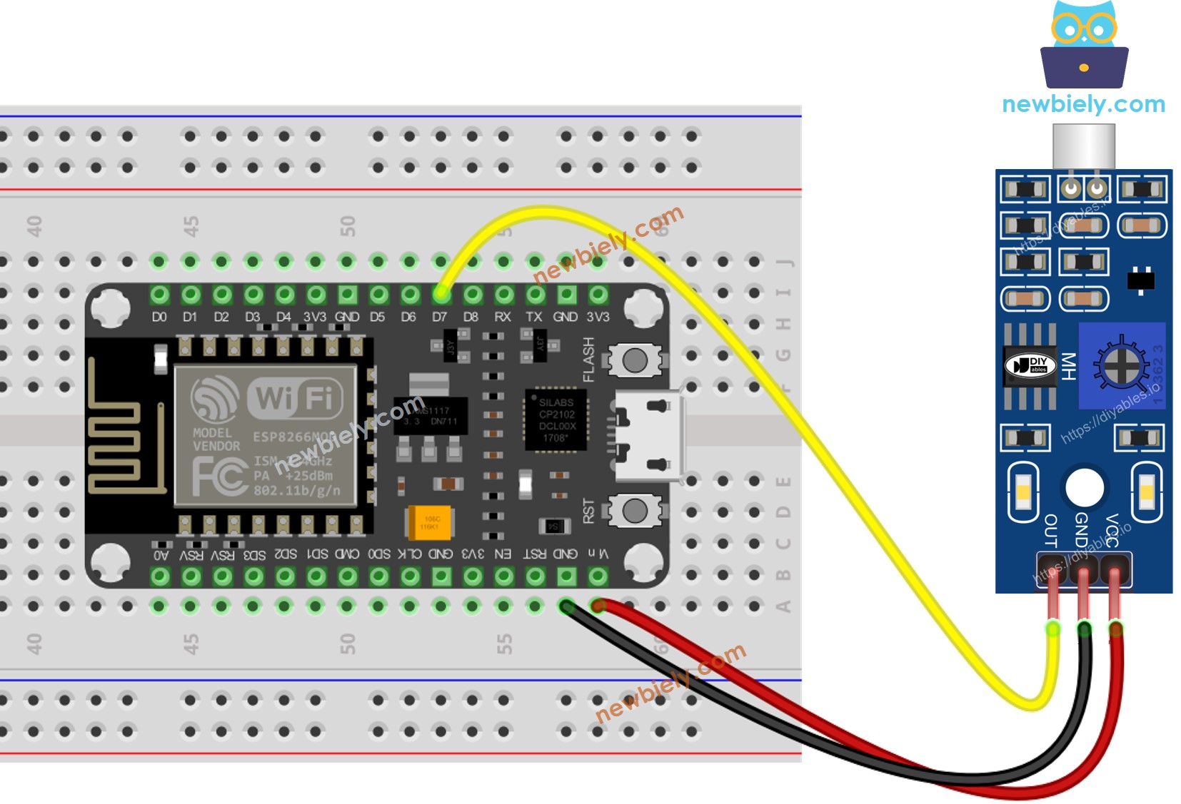 ESP8266 NodeMCU Sound Sensor Wiring Diagram