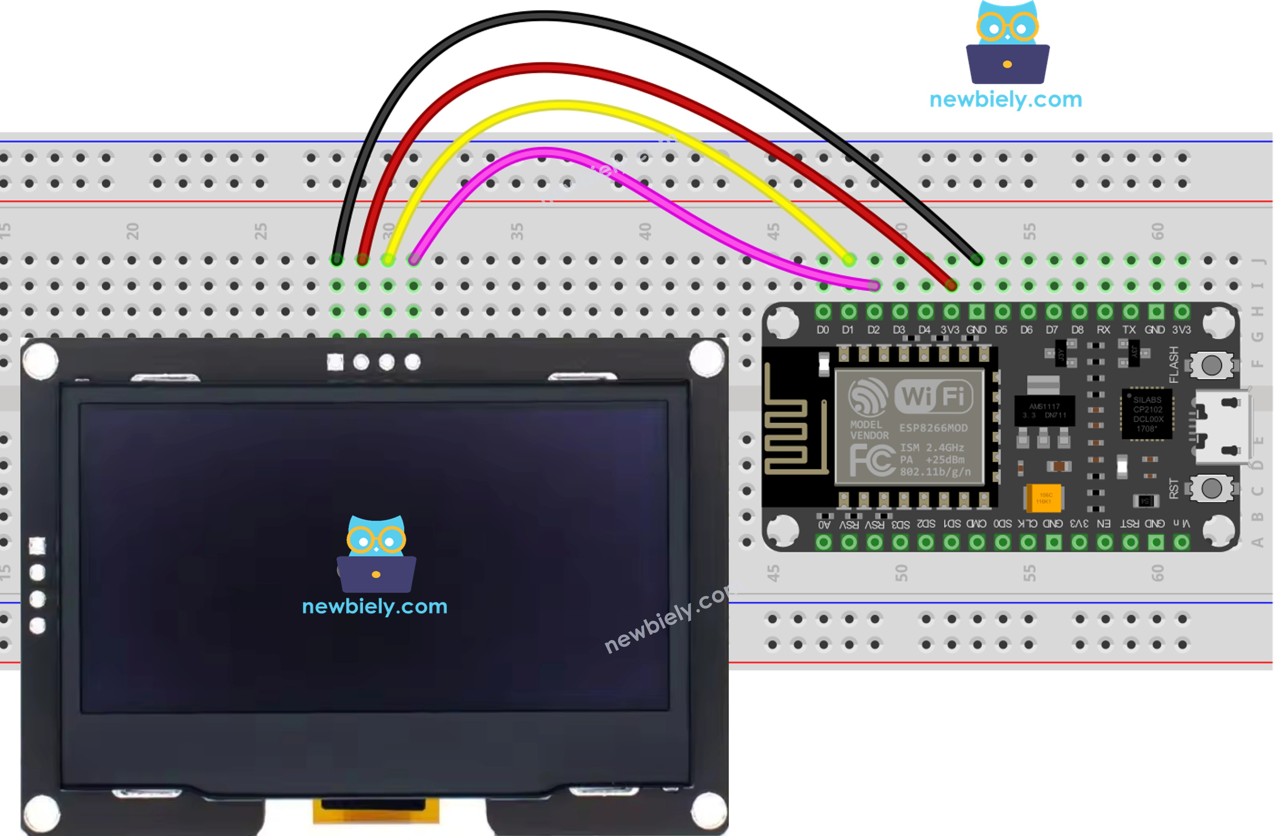 ESP8266 NodeMCU ssd1309 oLED 배선도