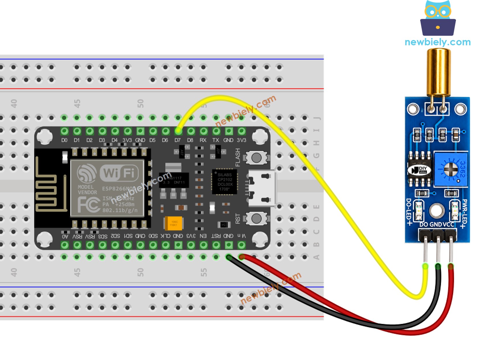 ESP8266 NodeMCU sw520d 기울기 센서 배선도