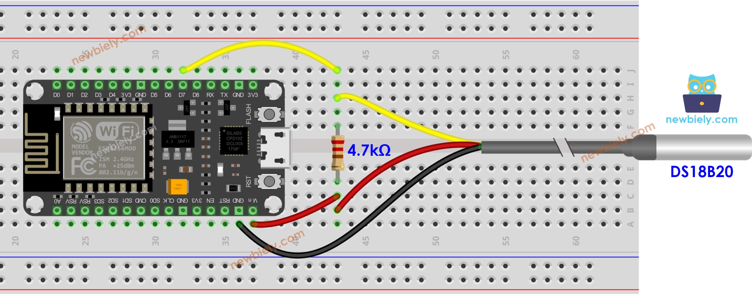 ESP8266 NodeMCU temperature sensor wiring diagram