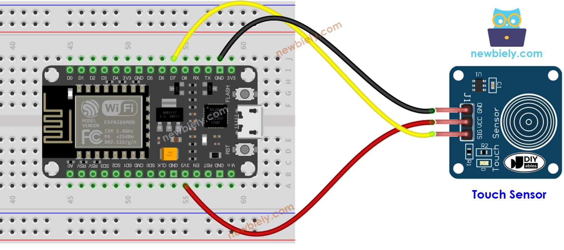 ESP8266 NodeMCU touch sensor wiring diagram