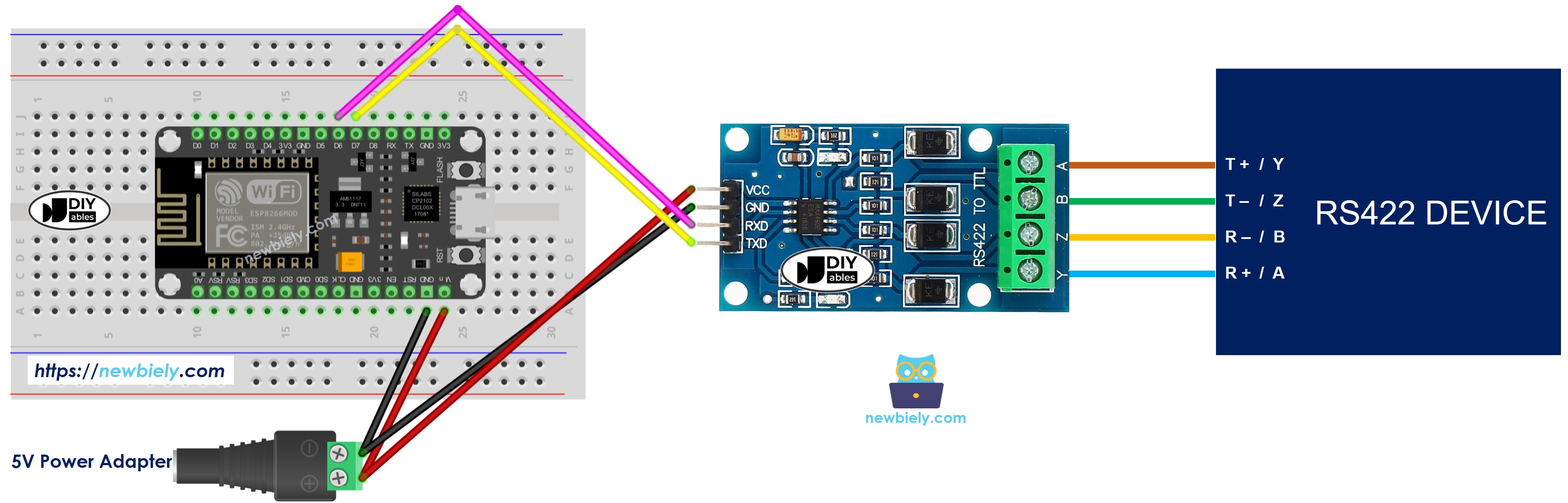 ESP8266 NodeMCU RS-422 to TTL Wiring Diagram