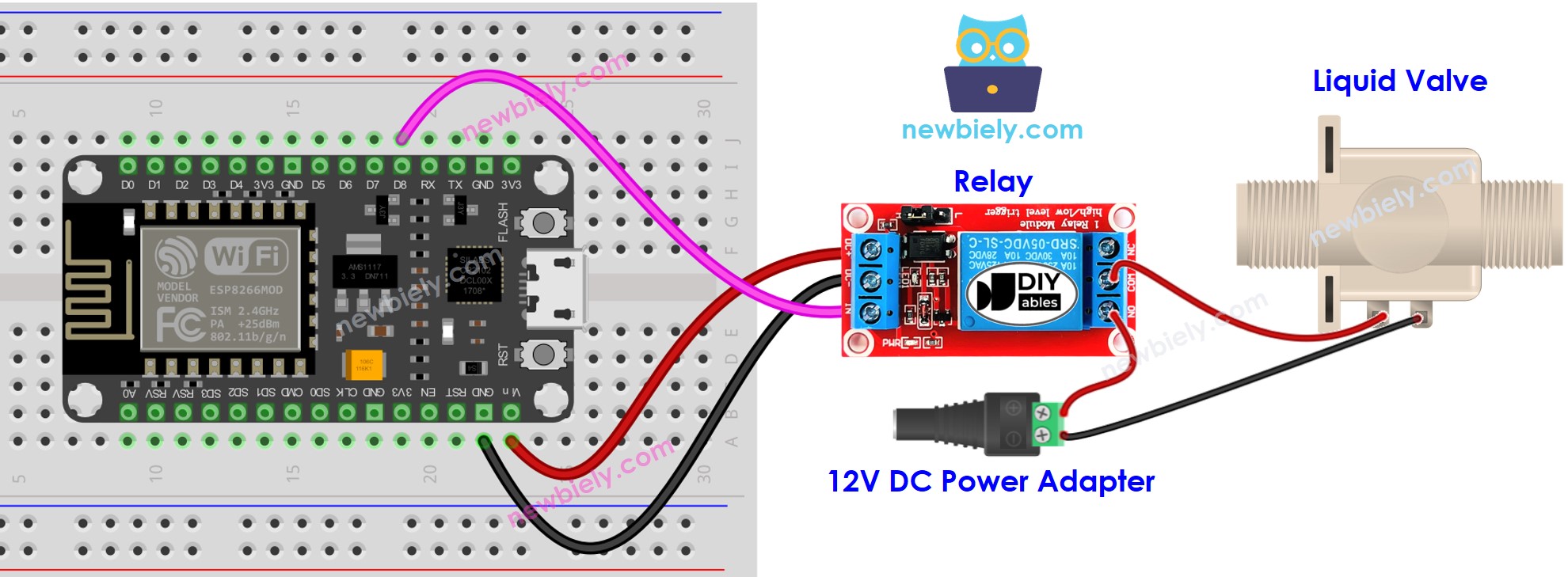 ESP8266 NodeMCU water valve wiring diagram