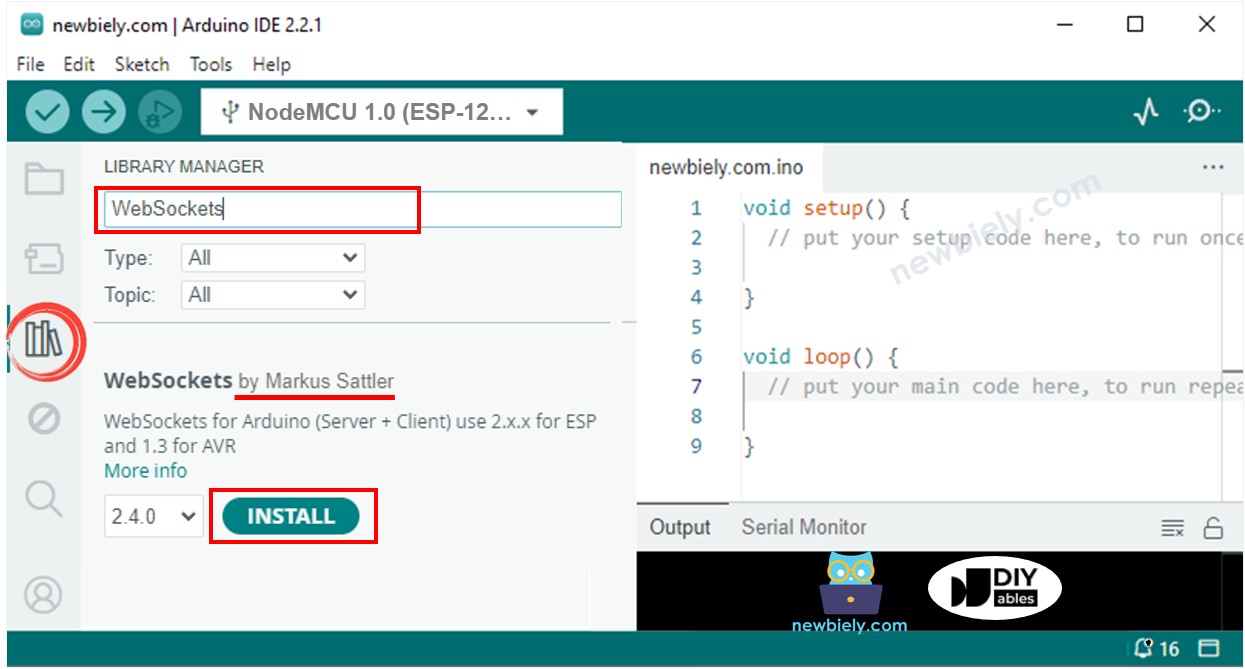 ESP8266 NodeMCU WebSockets library