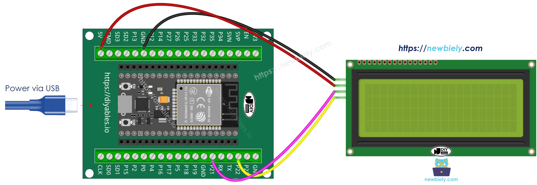 ESP32와 lcd 20x4 연결 방법