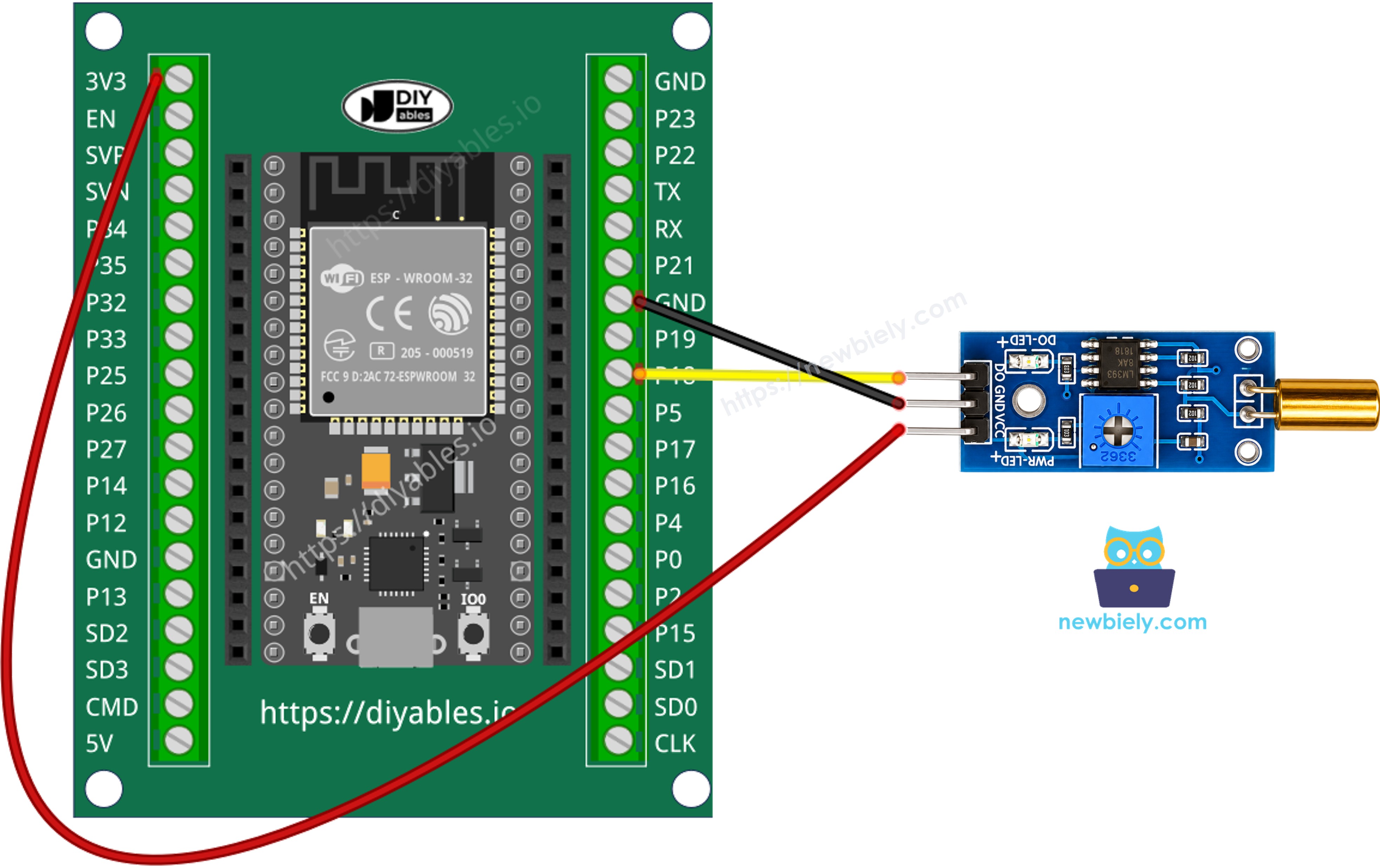 ESP32와 sw520d 기울기 센서 연결 방법