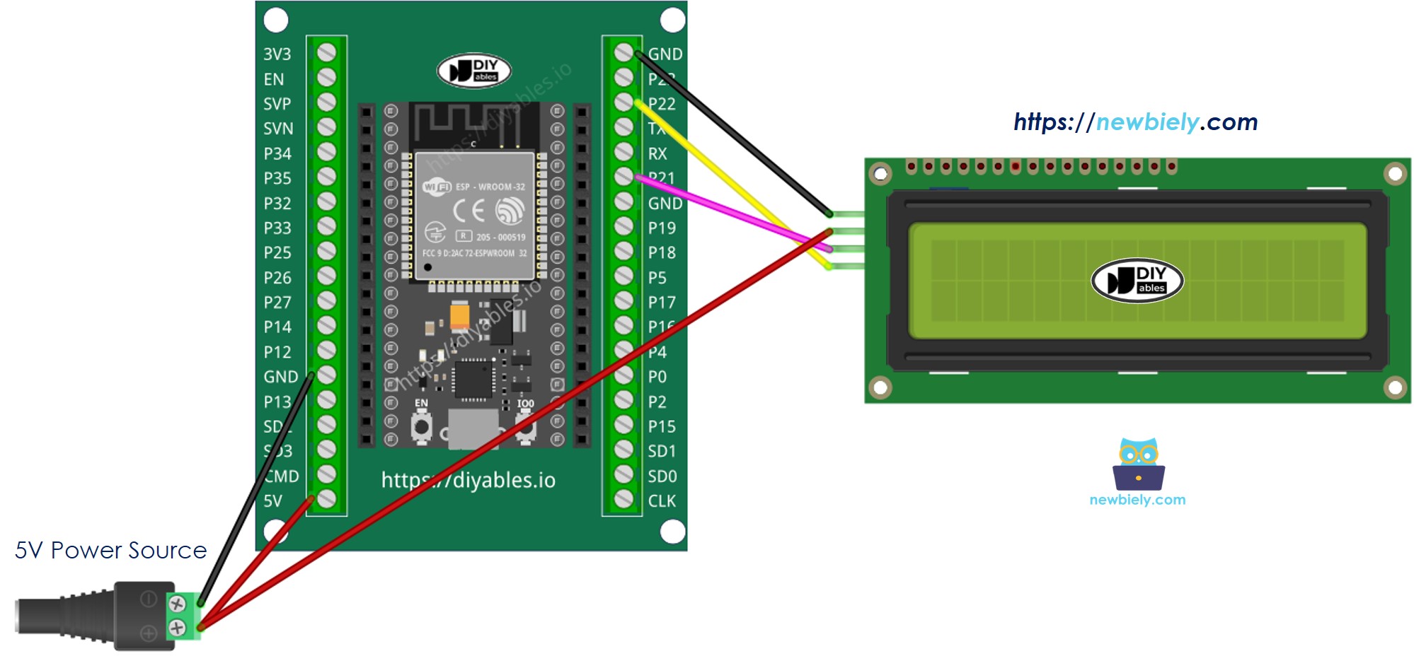 ESP32와 lcd i2c 배선 방법