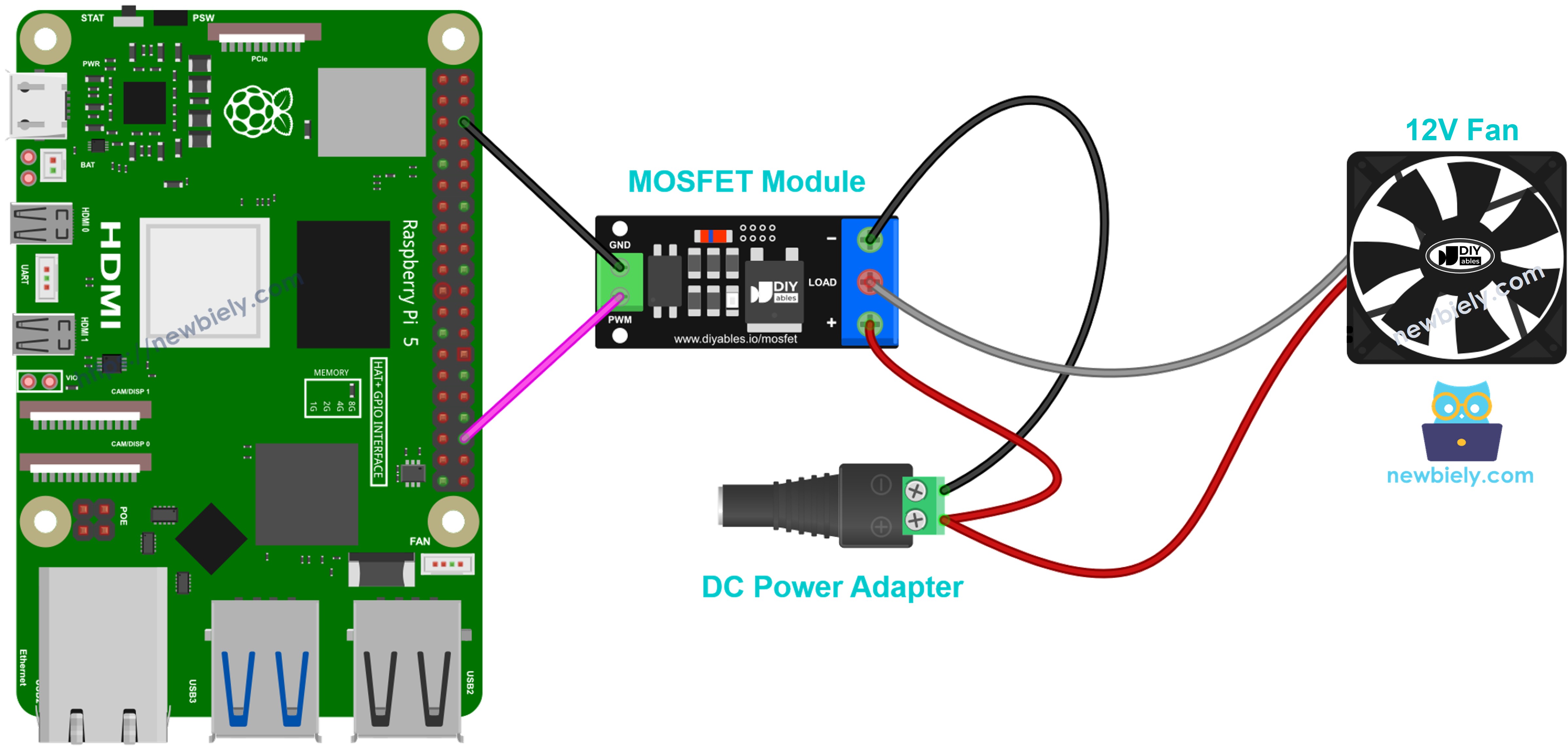 12v 쿨링 팬용 mosfet 모듈 배선